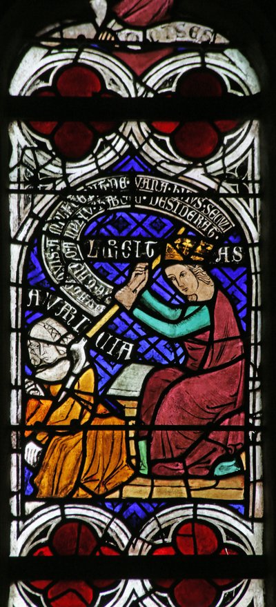 Window Depicting Psychomachia: Generosity and Avarice by French School